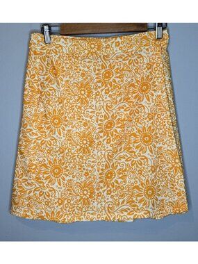 Rip Skirt Medium Orange Swim Hook Loop Coverup Floral Short Tuscan Sunflower